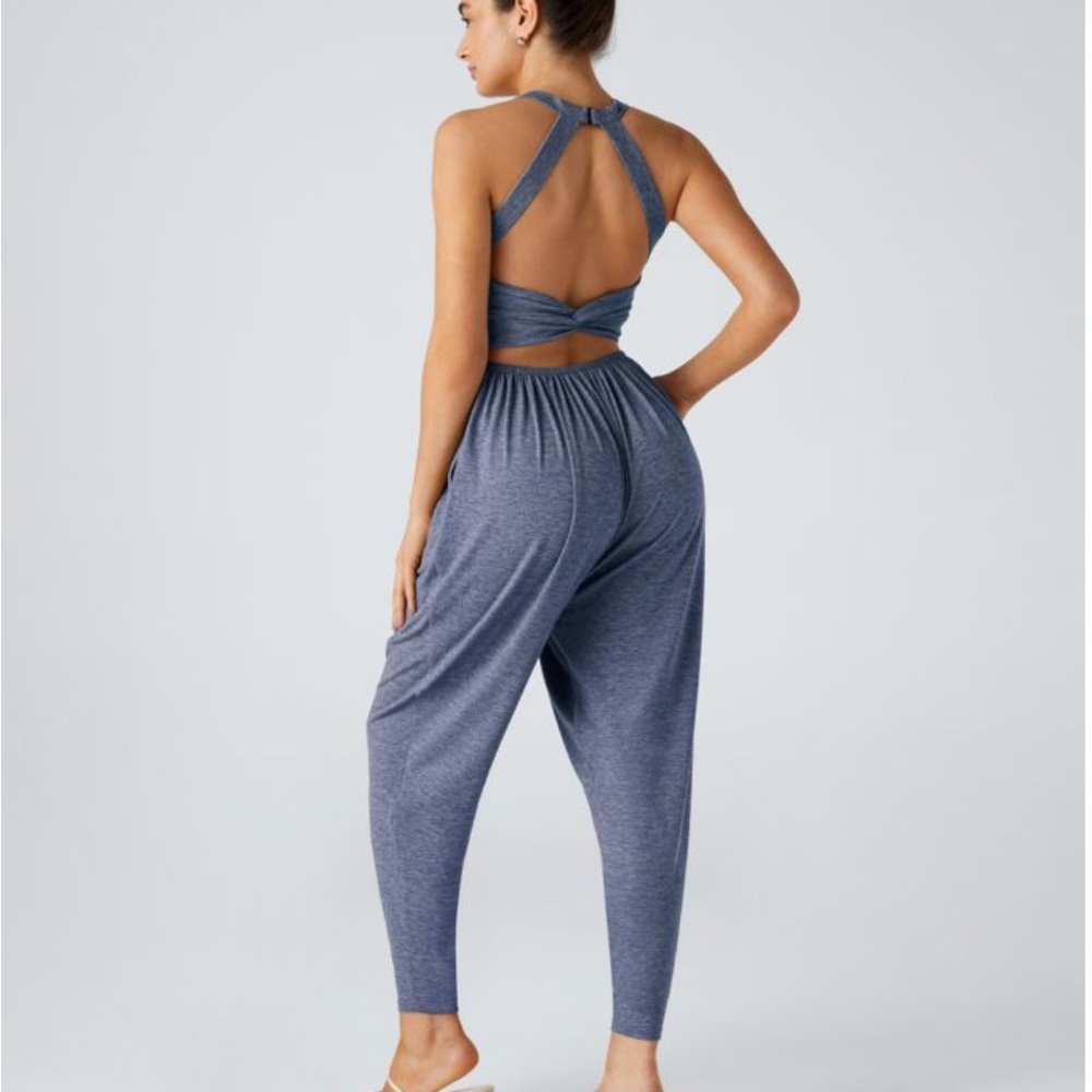 HALARA Heathered Navy Racerback Jumpsuit - Picture 2 of 5